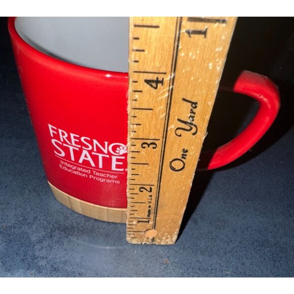 Fresno State Red Ceramic Mug With Bamboo Base - Picture 6 of 6